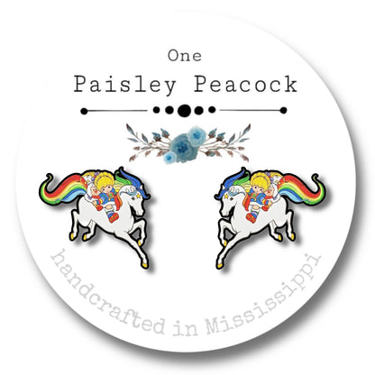 Rainbow Brite stud earrings