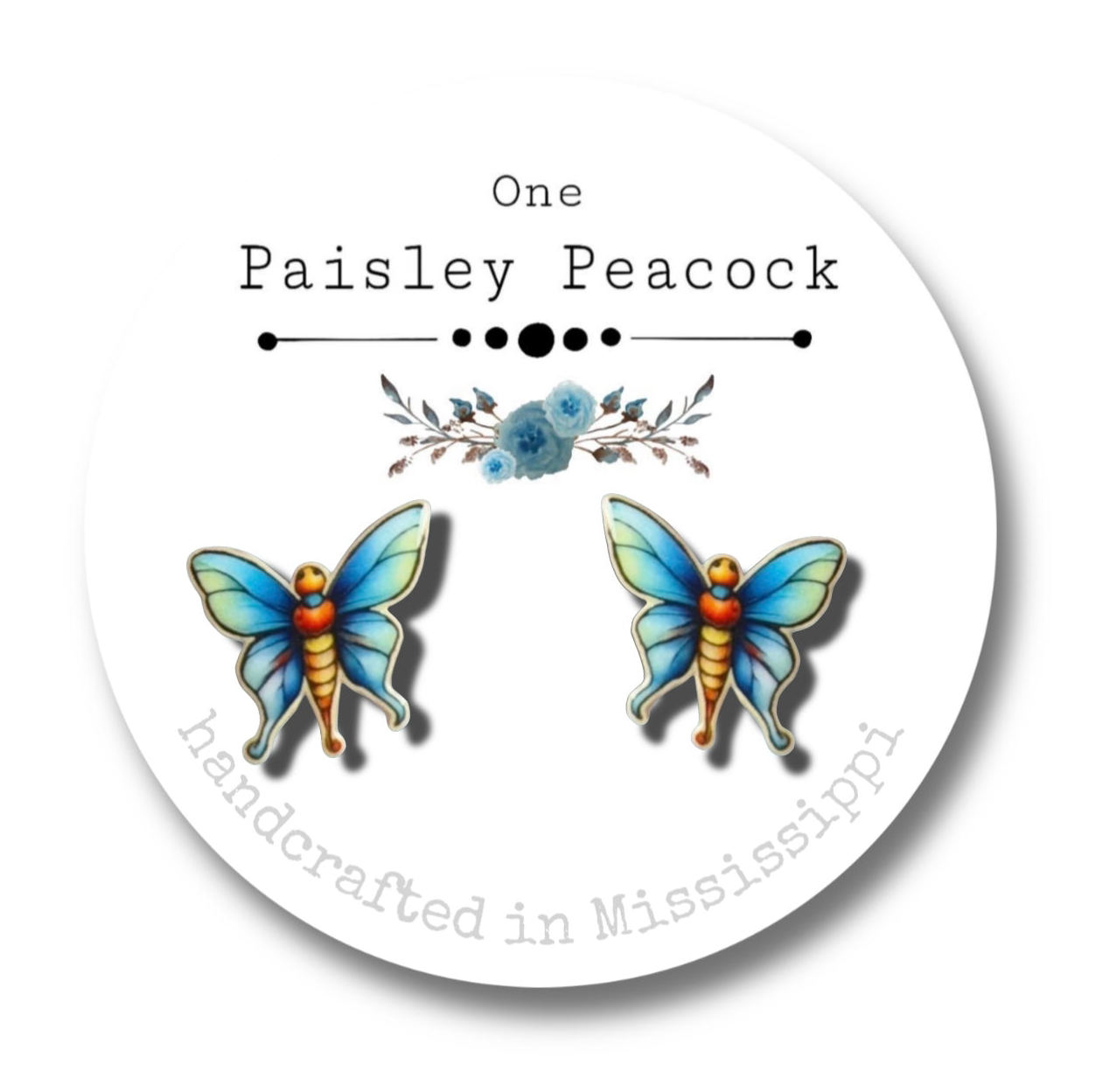 Butterfly Stud Earrings-whimsical-teal
