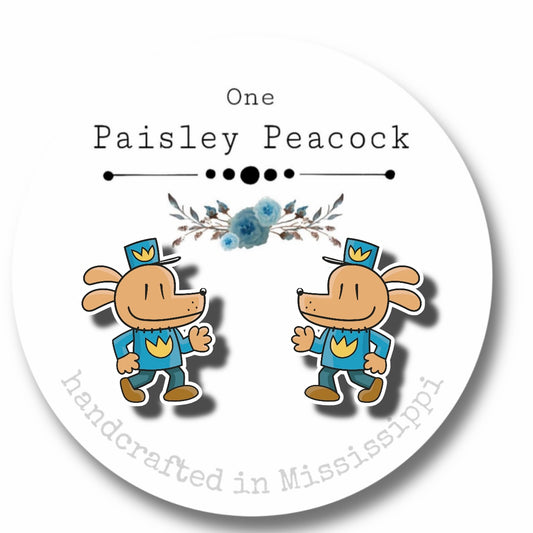 Dog man earrings