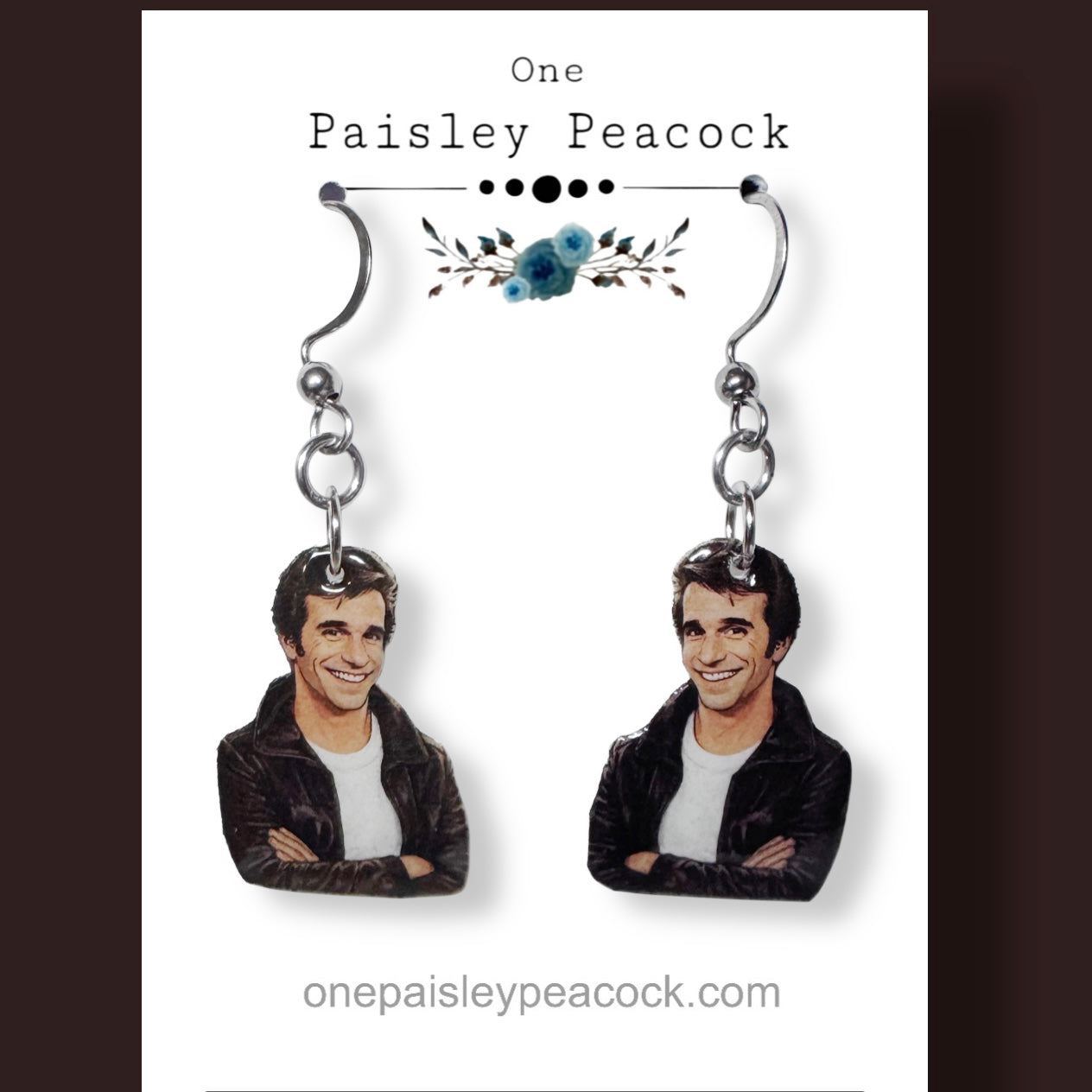 Fonzi inspired dangle earrings Handmade Happy Days