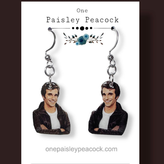 Fonzi inspired dangle earrings Handmade Happy Days