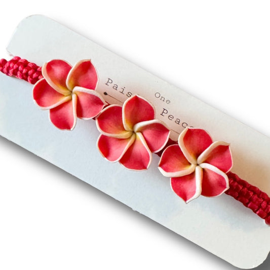 Red Hibiscus flower bracelet