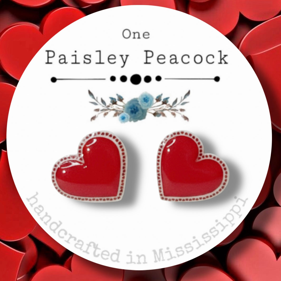 Valentines Day Red Heart 2 post earrings