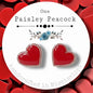 Valentines Day Red Heart 2 post earrings