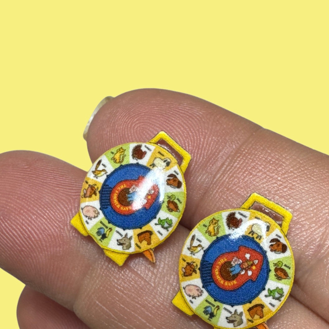 Retro Toy handmade stud earrings See n Say inspired 70’s