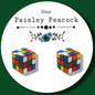 Rubik’s cube inspired handmade stud earrings