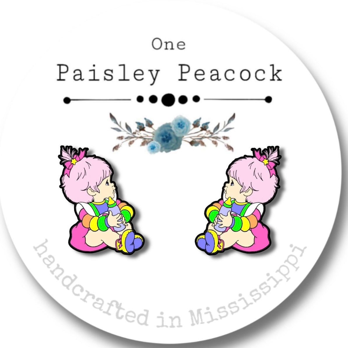 Rainbow Brite stud earrings