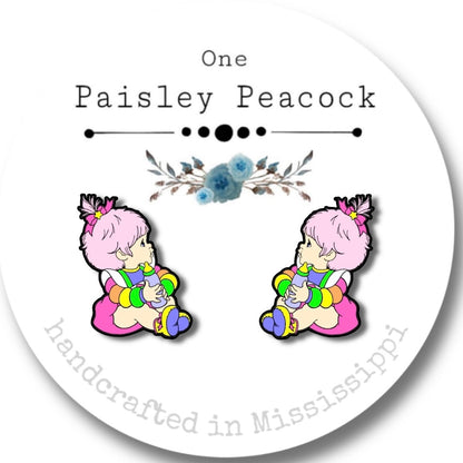 Rainbow Brite stud earrings