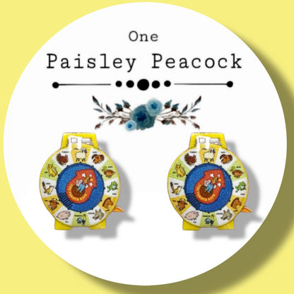 Retro Toy handmade stud earrings See n Say inspired 70’s