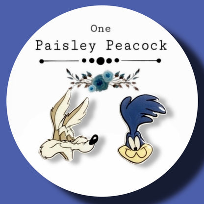 Road Runner Coyote inspired handmade stud earrings