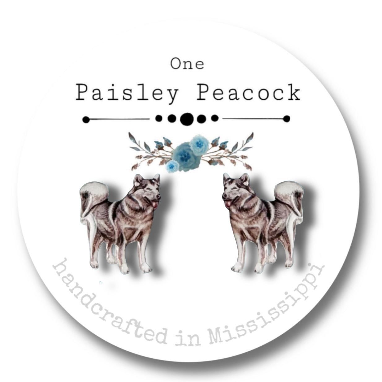 Dog Stud Earrings-Husky