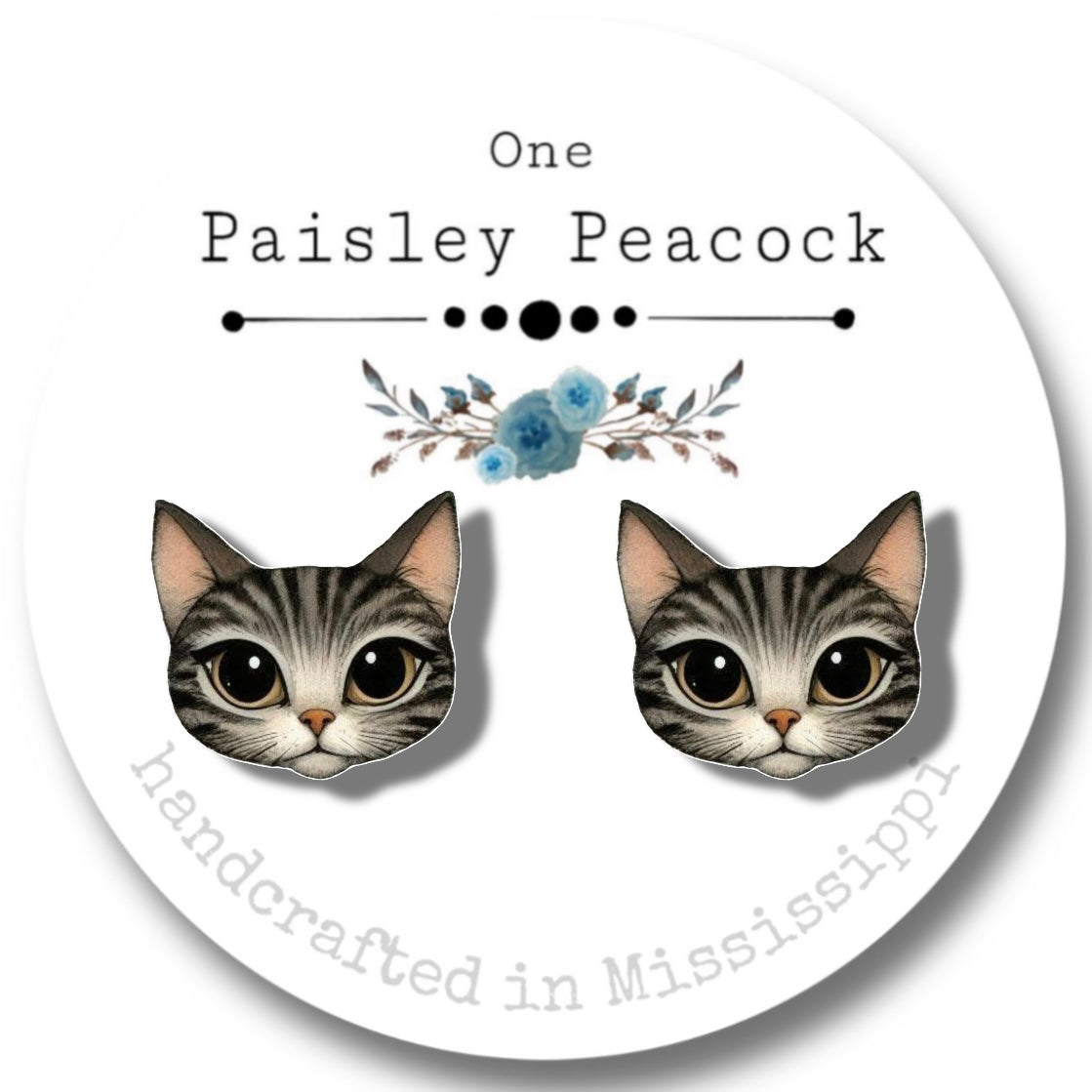 Whimsical cat stud earrings