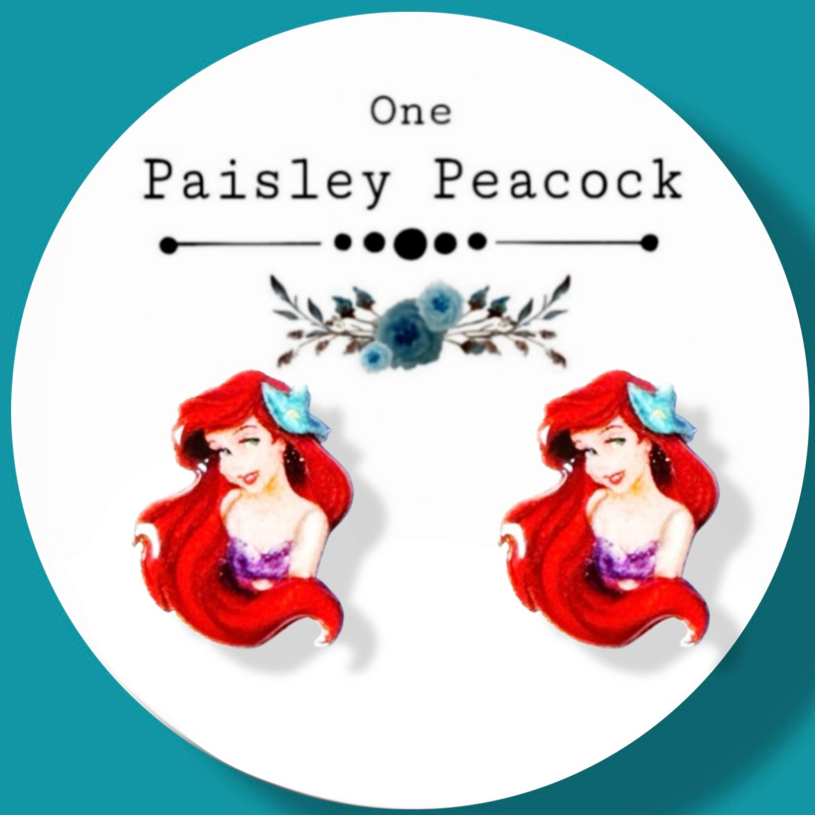 Ariel Bust handmade stud earrings Little Mermaid inspired