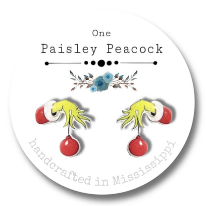Grinch cartoon stud earrings