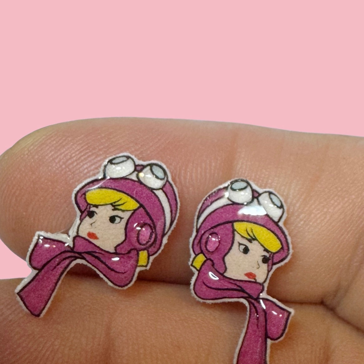 Penelope Pittstop inspired stud earrings handmade