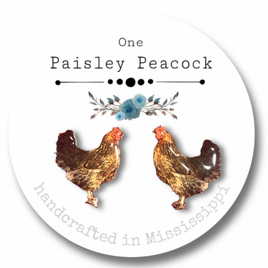 Bird earrings- hen chicken