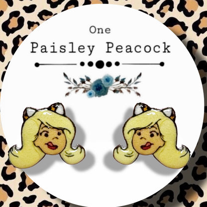 Melody inspired stud earrings handmade pussycats