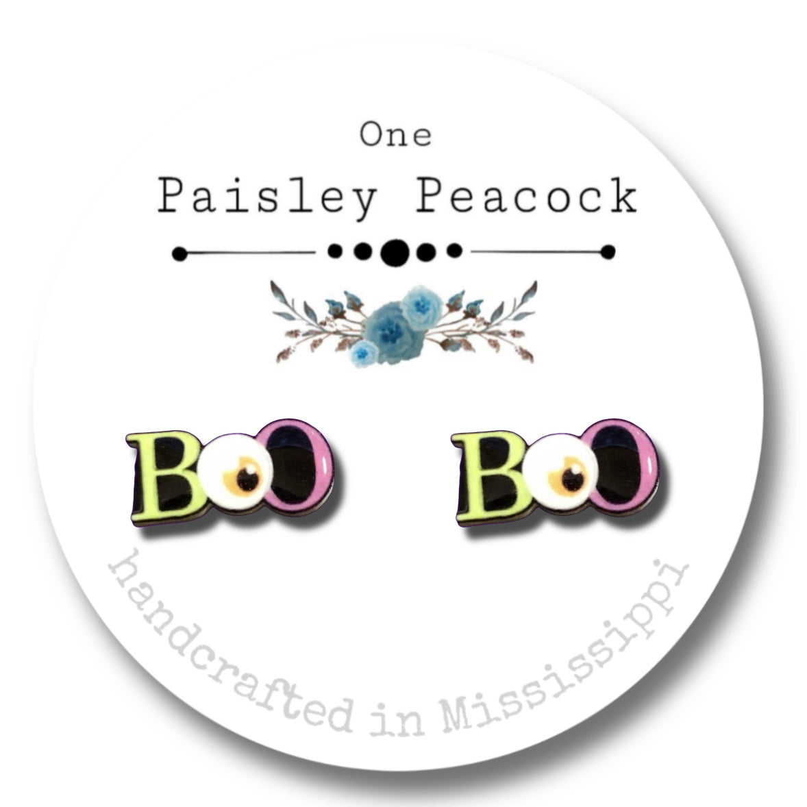 Stud earrings-boo-Halloween