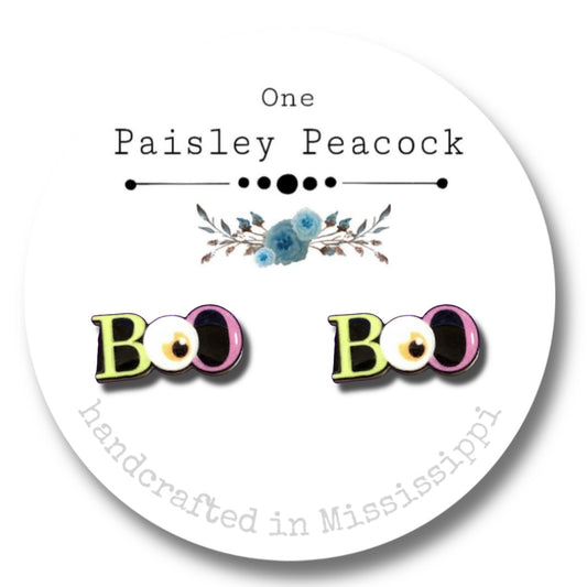 Stud earrings-boo-Halloween