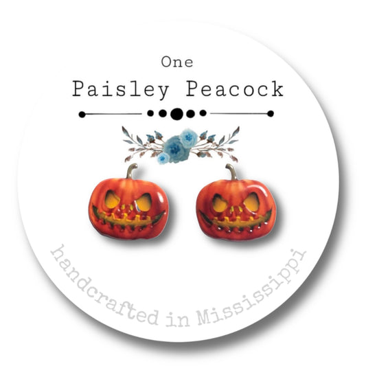 Stud earrings-Jack o lantern- pumpkin