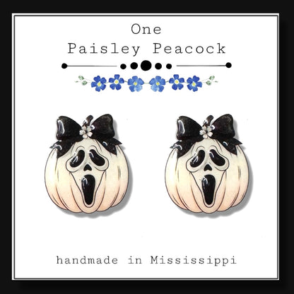 Scream pumpkin stud earrings Halloween