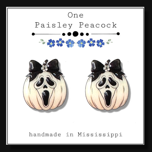 Scream pumpkin stud earrings Halloween