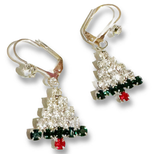 Christmas tree crystal earrings