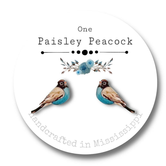 Bird earrings-teal