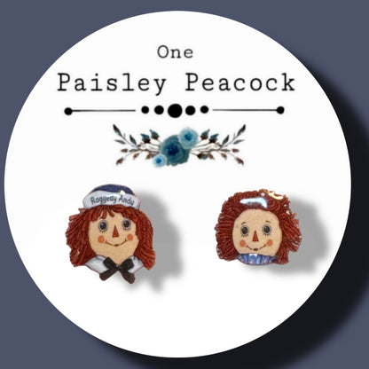 Raggedy Ann and Andy inspired stud earrings