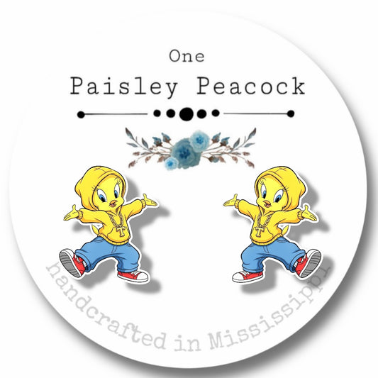 Stud earrings- Tweety Bird costume hip hop dancer