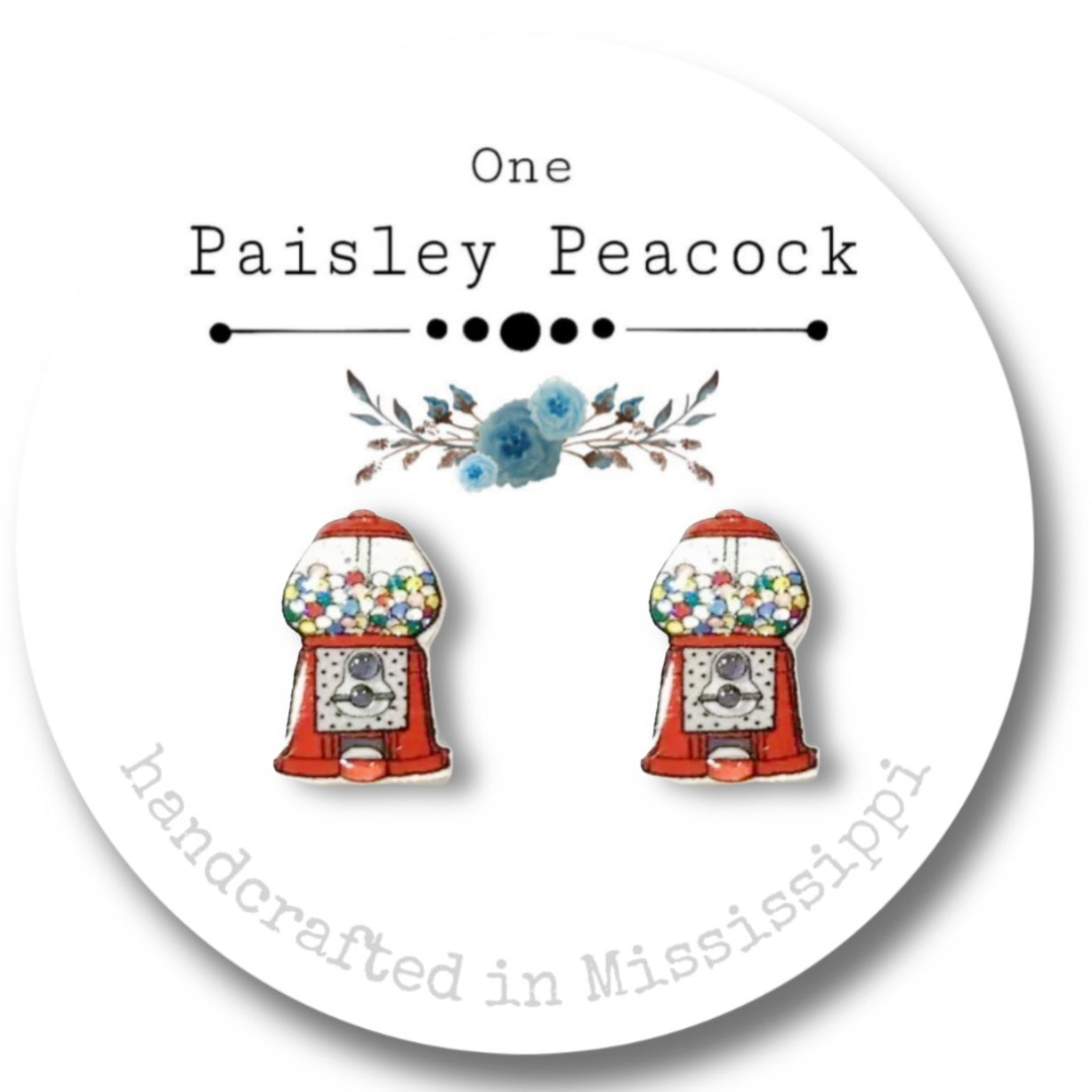 Stud Earrings-gumball machine bubblegum