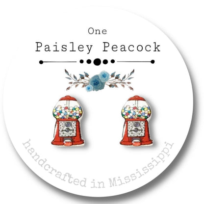 Stud Earrings-gumball machine bubblegum