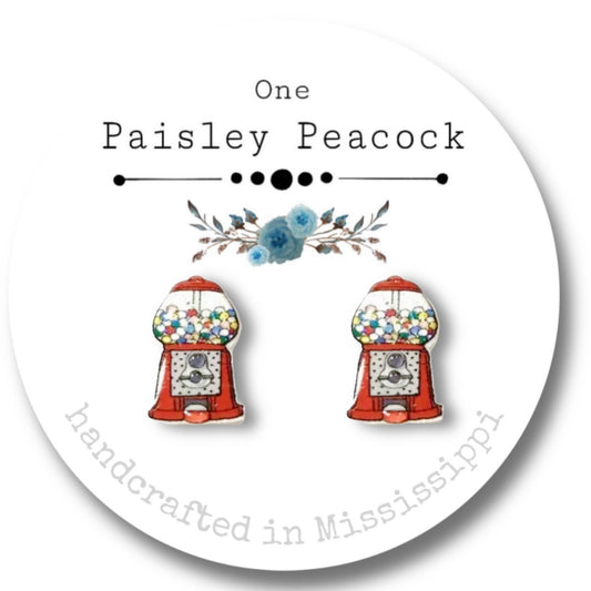 Stud Earrings-gumball machine bubblegum