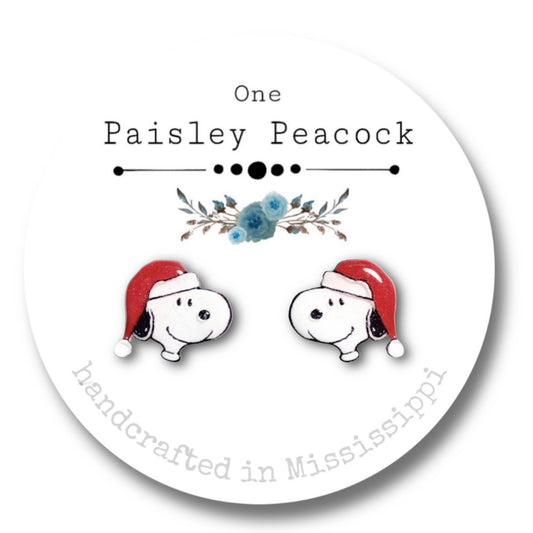 Stud earrings-Santa snoopy