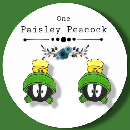 Marvin Martian inspired handmade stud earrings