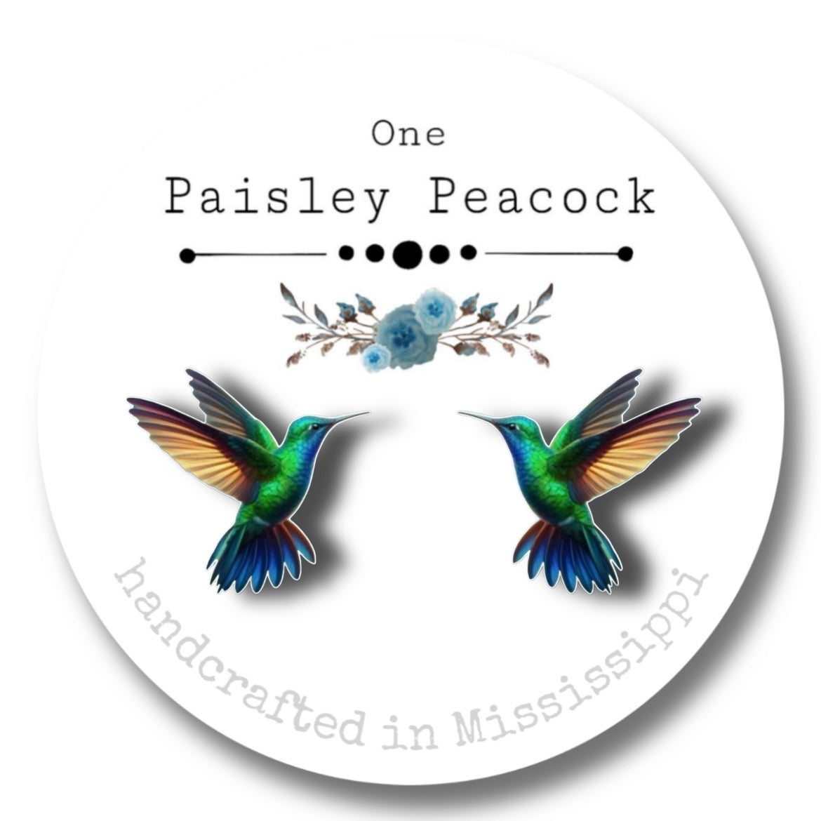 Bird earrings-blue green hummingbird