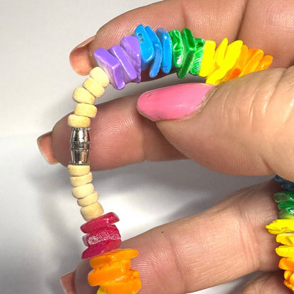 18 inch Puka Shell Necklace rainbow