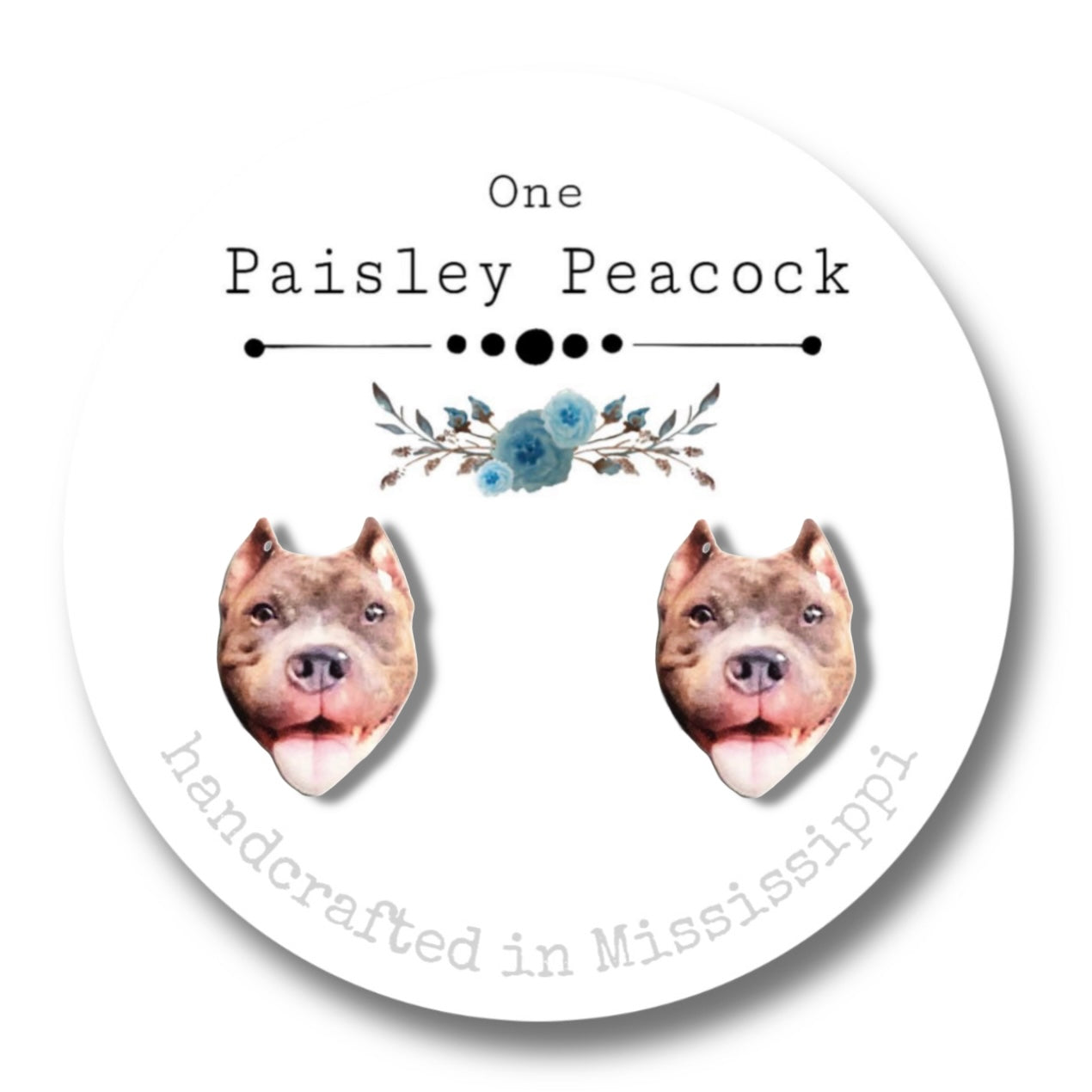 Dog Stud Earrings-Brown pittbull