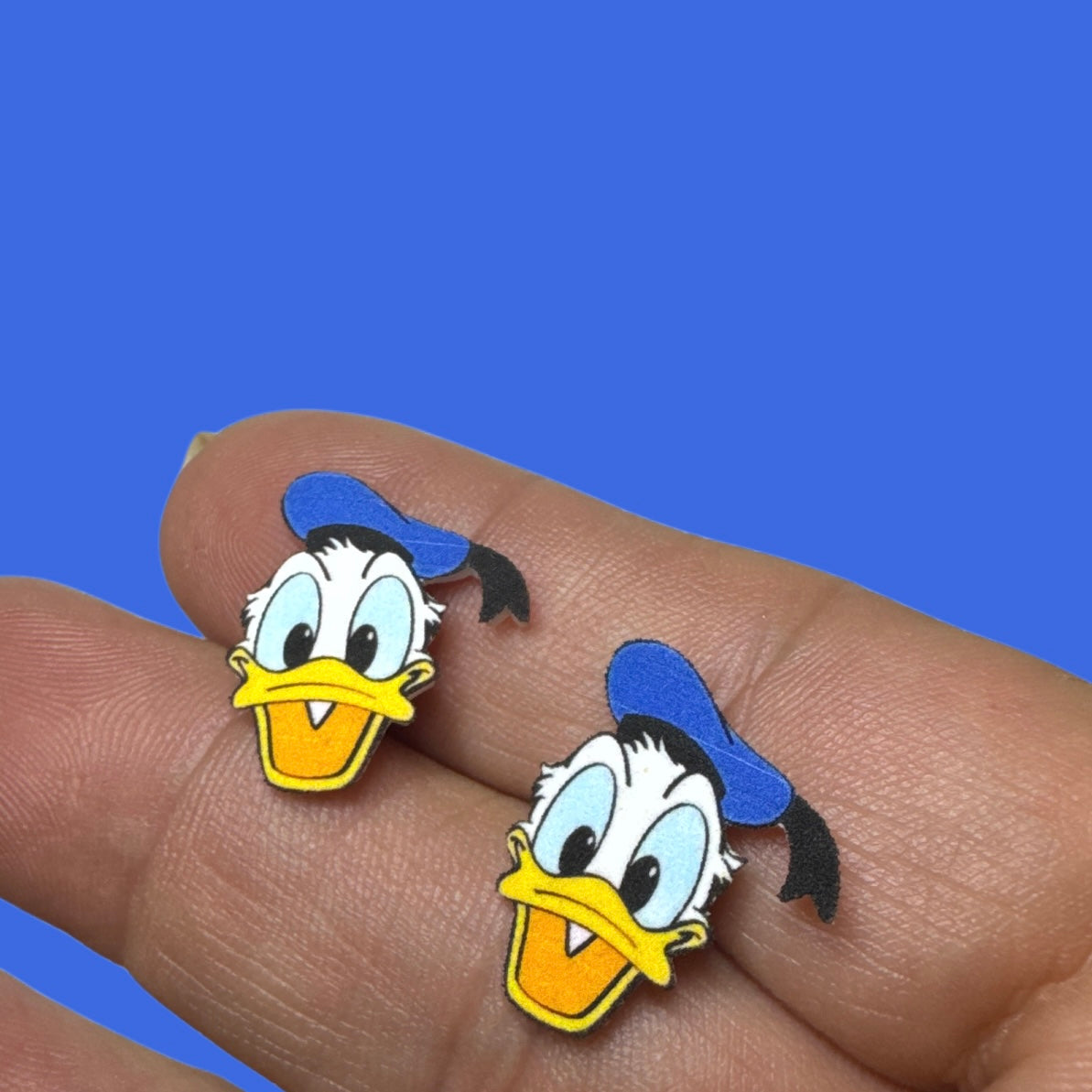 Donald Duck inspired handmade stud earrings