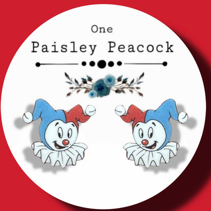 Harvey Cartoon Clown inspired handmade stud earrings