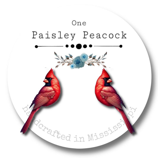 Bird earrings-cardinal