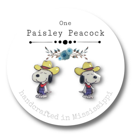 Cartoon earrings- snoopy farmer