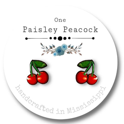 Stud Earrings-cherry cherries