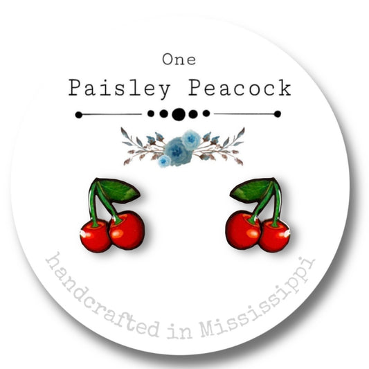 Stud Earrings-cherry cherries