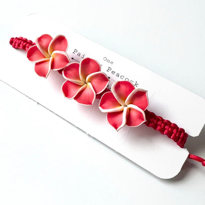 Red Hibiscus flower bracelet