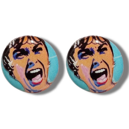 Psycho button stud earrings
