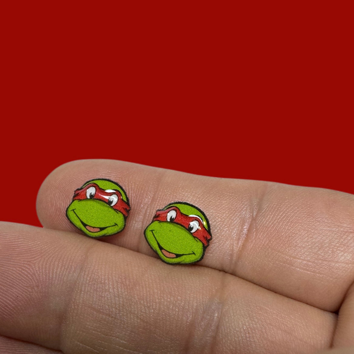 Raphael Ninja Turtles inspired handmade stud earrings