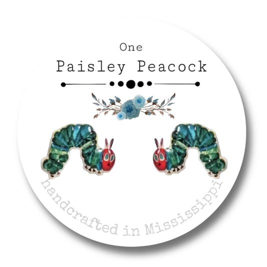 Stud Earrings-hungry caterpillar