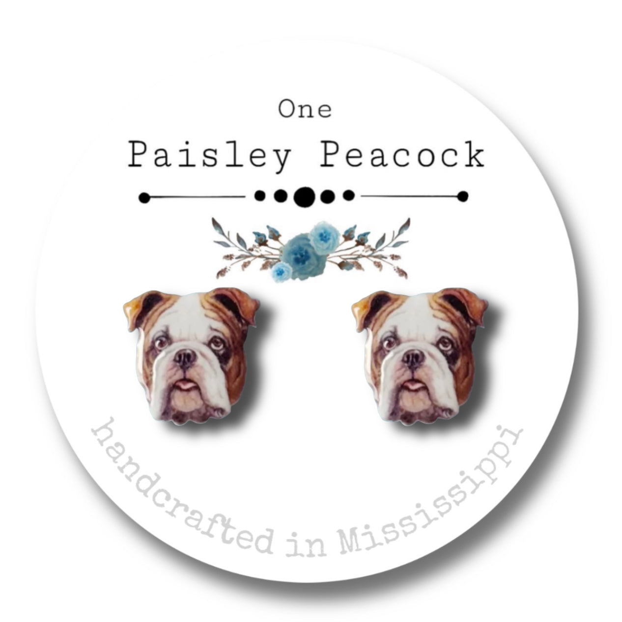 Dog Stud Earrings- English Bulldog
