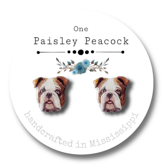 Dog Stud Earrings- English Bulldog